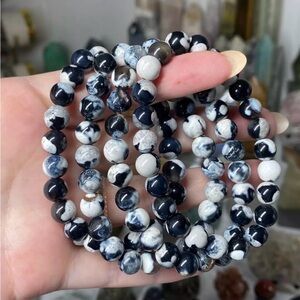 Gemstone Orca Agate Genuine Crystal Bead Stretch Bracelet - Women Jewelry 1pc